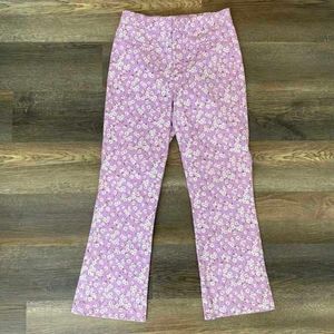 ZARA Lavender White Floral Flare Pants