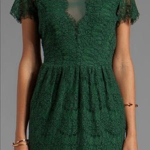 Emerald Green Lace Mini Dress