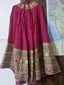 Embroidered Pink Ethnic Skirt