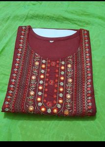 Embroidered Maroon Kurta
