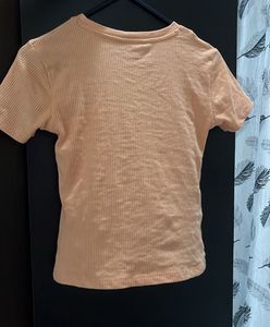 Peach Ribbed Cut-out T-Shirt