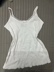 White Lace Trim Cami Top
