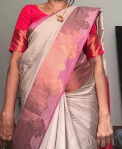 Vibrant Pink Silk Saree with Golden Border