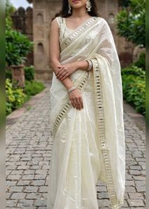 Elegant Off-White Silk Saree