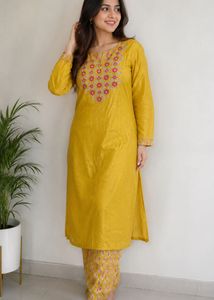 Vibrant Yellow Embroidered Kurta Set