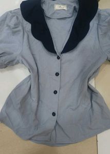 Cute Puff Sleeve Button-Up Top