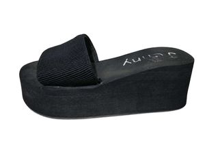 Women's Black Platform Slide Slippers