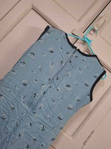 💥Blue Floral Dress with Vest