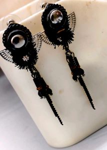 Unique Black Tassel Dangle Earrings