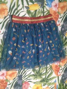 Cute Blue Tulle Skirt with Fun Prints