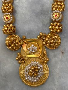 Traditional Gold-Toned Necklace &amp; Earrings Set