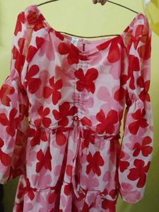 Korean Floral Print Mini Dress