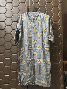 Gray Floral foil Print Kurti