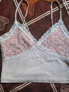 Cute Pink Lace Crop Top