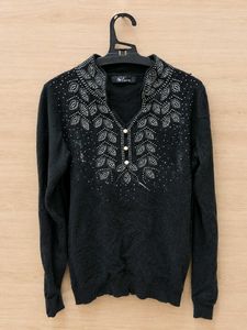 Embellished Black Sweater