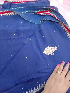 Royal Blue Embroidered Saree