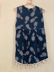 Pineapple Print Tassel Hem Top