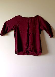 Maroon Cotton Top Office Wear