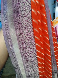 Orange n Purple georgette saree- blouse