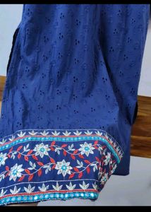 Embroidered Navy Blue Kurta Set with Dupatta