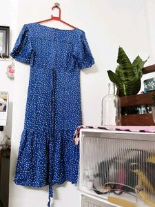 Blue Polka Dot Maxi Dress