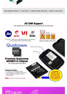 Tukzer 4G LTE Wireless Dongle|All SIM Support