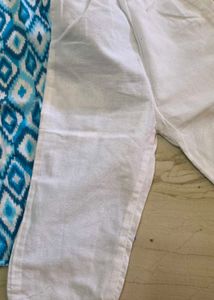 Blue Ikat Print Kurta with Wooden Buttons