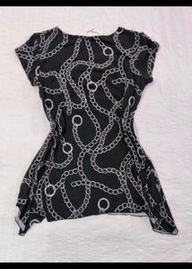 Chic Chain Print Square Neck Dress