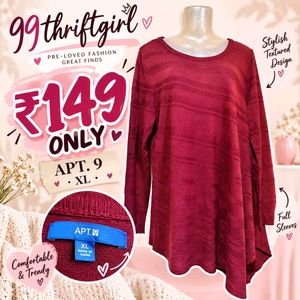 APT. 9 Textured Maroon Top - Comfortable & Trendy