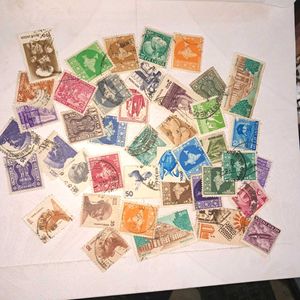 40 Vintage Indian Stamps