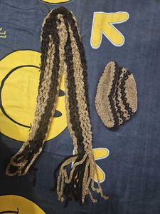 Set of Green and Brown Hat &amp; Scrarf