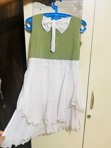 Cute Green &amp; White Dress