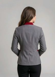 Chic Gray Blazer with Red Accents