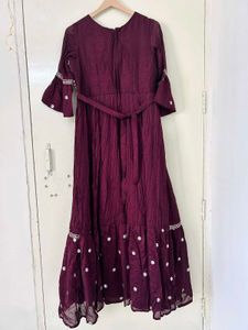 Elegant Embroidered Maroon Gown