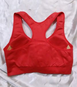 Red Sports Bra with Front Zipper