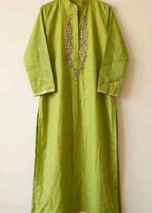 Lime Green Embroidered Kurta