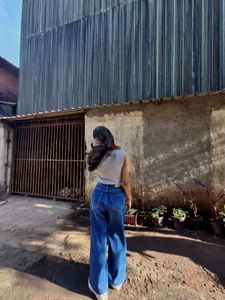 Wide Leg Blue Denim Jeans