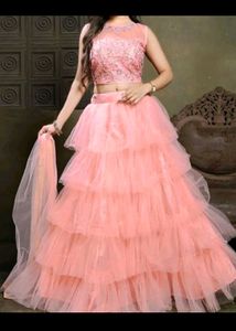 Peach Net Lehanga