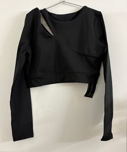 Chic Black Cut-Out Long Sleeve Crop Top
