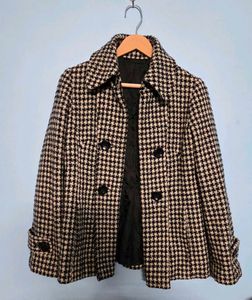 Houndstooth Patterned Coat