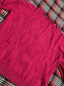 pink V-Neck knit Top
