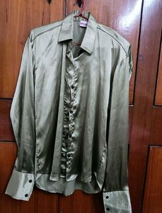 Olive Green Satin Shirt