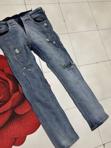 Stylish Ripped Blue Denim Jeans