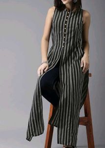 STRIPED BLACK WHITE OFFICE KURTI🎀