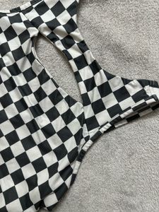 Checkerboard Cut-Out Crop Top
