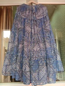 Bohemian Blue Print Tiered Skirt