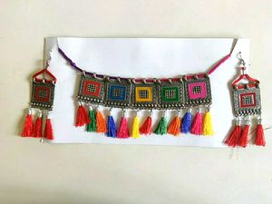 Beautiful Oxidised Necklace Earrings Jewellery Set