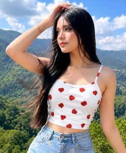 Cute Heart Print Camisole Top