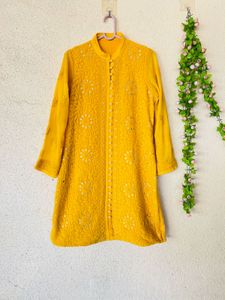 Yellow Embroidered Kurta