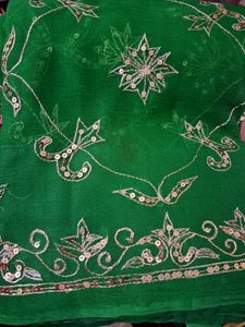 Green Embroidered Saree